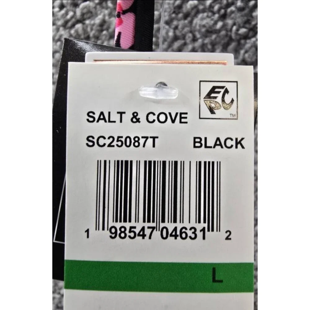 Salt + Cove Crochet Halter Triangle Bikini Juniors' L Black Back Tie Closure
